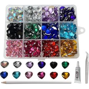 PAMIR TONG 2200pcs 5*8mm Waterdrop Shape Craft Gems Jewels Acrylic Flatback Rhinestones Gemstone with Tweezers Glue Picking pen for Bead Adhesive Jewelry Making Phone case Nail Art (Small Waterdrop)