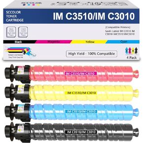 IM C3010 IM C3510 Toner Cartridge High Capacity 842550 842553 842552 842551 Replacement for Ricoh IMC3010 IMC3510 Toner Cartridge use for Savin Lanier IM C3510 IM C3010 IMC3510 IMC3010 Printer.4-Pack