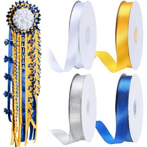 yunlly 4 pcs 0.79 بوصة واسعة × 70 ياردة العودة للوطن موم جديلة الشريط الوجه واحد البوليستر رفيع اللون أسيتات شريط الساتان الجزء الأكبر لحفل الزفاف الهدايا (لون مشرق) in Kuwait