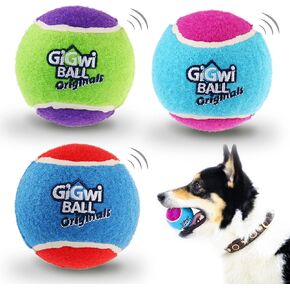 GiGwi Tennis Balls for Dogs, Squeaky Dog Tennis Balls for Exercise, High Bouncy Dog Balls Bright Colors 2.5 Inches, Interactive Funny Dog Toys for All Breeds of Dogs Indoor & Outdoor Dog Games, 3 Pack