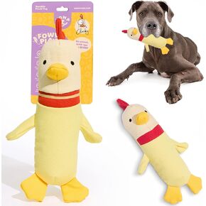 Yomp Chicken Dog Toy – Durable Plush Chew Toy with Natural Canvas and Crinkle Paper – Interactive Stuffed Animal for Dogs (2-Piece Clucky Set)