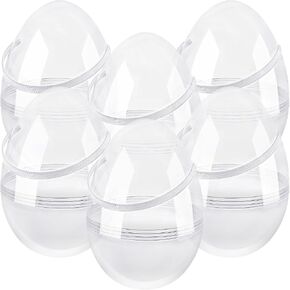 6 Pcs 10 Inch Transparent Easter Eggs with Handles Giant Clear Easter Egg Jumbo Fillable DIY Easter Egg for Easter Hunt Decoration