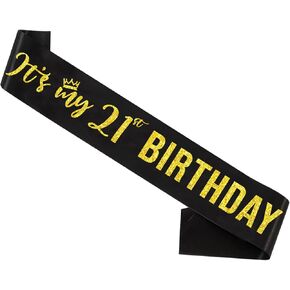 It’s My 21st Birthday Sash,21st Birthday Sash,Glitter Letter 21st Birthday Sash for Girls,Happy 21st Birthday Party Decorations,White and Green in Saudi Arabia
