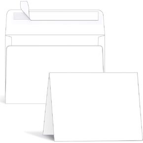 Blank Cards and Envelopes 100 Pack, Ohuhu 5 x 7 Heavyweight Kraft Paper Folded Cardstock and A7 Envelopes for DIY Greeting Cards, Wedding, Birthday, Invitations, Shower, Thank You Cards & All Occasion