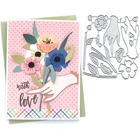 Mother's Day Flowers Metal Die Cuts Cutting Dies, Holding Flowers Paper Cards Cutting Dies Cut Stencils for DIY Embossing Card Making Book Tags Decorative Paper Dies Scrapbooking