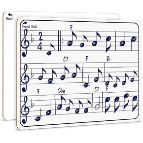 Scribbledo Dry Erase Music Staff White Boards 9" X 12 Inch Lapboard Double Sided Musical Notes whiteboard for Kids Students, Musicians and Home