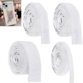 4 Rolls Pearl Beaded Ribbon, BetterJonny Width 0.4/0.8/1.2/1.6 inches Self-Adhesive Glitter Pearl Trims Strap Faux Pearl Beads Ribbon for Arts Crafts DIY Party Decor