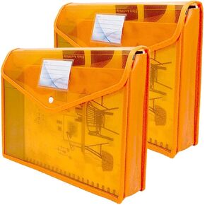 TIENO 2pcs Legal Envelopes Plastic Expandable Folder with Pockets Snap Closure File Wallet Business Organizer Blue