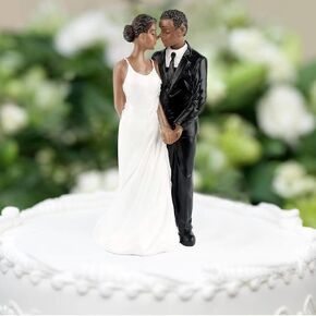 Cake Topper Figurines for Bride and Groom, African American Wedding Cake Topper Couple Wedding Anniversary