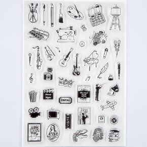 Kwan Crafts Daily Icons Drawing Tools Musical Instruments Clear Stamps for Card Making Decoration and DIY Scrapbooking 3050602