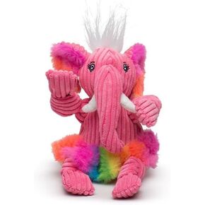 لعبة Hugglehounds Knottie Plush Dog Toy - لعبة حيوان محشوة بالكلاب ولعب جرو ولعبة الكلب الصارقة للكلاب الصغيرة والمتوسطة والكبيرة ، أفخم متين لإبقائها مشغولة - فيل قوس قزح ، صغير
