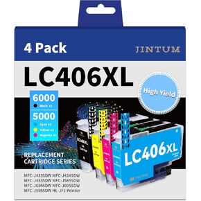 LC406XL Ink Cartridges Compatible Replacement for Brother LC406XL Ink Cartridges LC406 LC 406 XL Compatible with Brother MFC-J4335DW MFC-J5855DW MFC-J6955DW MFC-J4535DW MFC-J6555DW Printer(4-Pack)