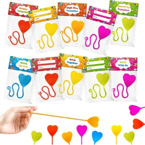 Non Candy Valentines Gifts for Kids School Classroom-28 Pack, Valentine Day Exchange Cards with Heart Sticky Hands Toys for Toddler Boy Girl, Party Favors Goodie Bag Stuffers Treat Prize for Class