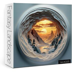 Papercut Puzzles for Adults 1000 Pieces, Landscape Sunset Jigsaw Puzzles Scenery, Nature Mountain Scene Puzzle