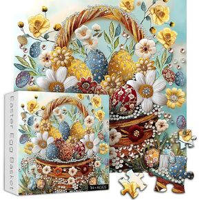 Easter Eggs Puzzles for Adults 1000 Pieces, Unique Art Easter Spring Flower Puzzle,Impossible Challenge Difficult Hard Jigsaw Floral Puzzle