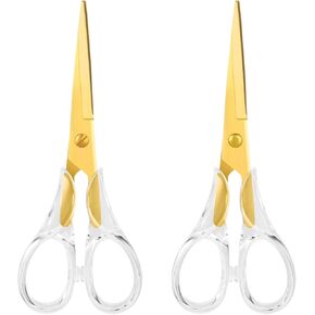 Honagu Acrylic Scissors 2-Pack 6.5", Multipurpose Stainless Steel, Sharp, Safe,Paper and Fabric Scissors for Office, Home, School, Sewing and Crafting (Gold)