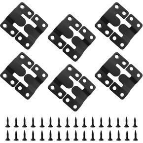 6 Sets Stainless Steel Mountain Shaped Hanging Buckle Flat Support Interlocking Hanging Buckle Concealed Buckle for Artwork Dressing Mirrors Wooden Wardrobes Headboards Black
