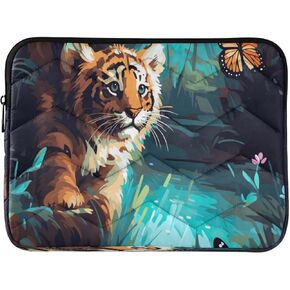 Cute Tiger Laptop Sleeve Bag Compatible with 13-14 inch Notebook Computer Tablet, Quilted Soft Lightweight Laptop Case Shockproof Protective Briefcase with Durable Zipper