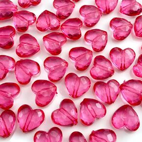 50 Pcs 18x16mm Acrylic Heart Shape Beads Clear Colorful Craft Beads with Hole Spacer Beads for Home Decoration DIY Craft Making Jewelry Making Bracelet Necklace Earrings(Multicolor)