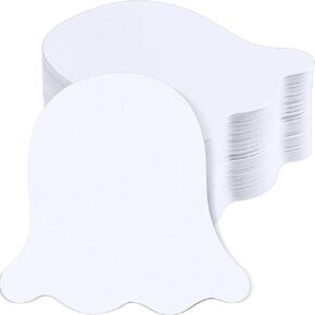 MixTeach 200 Pcs Halloween Ghost Cutouts 4 Inch Paper White Ghost Shapes Die Cut Paper Blank Ghost Classroom Decoration for Bulletin Board DIY Kids School Craft Projects Halloween Party Supplies