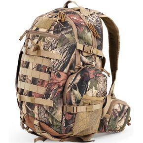 Hunting Backpack for Men, 900D Waterproof Camo Hunting Pack, 35L Large Molle Hunting Day Pack with Rifle Bow Gun Holder, Rain Cover