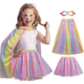 Iroolewin Kids Superhero-Capes-Costumes for Girls Princess Dress-up Cape Mask و Tutu كألعاب حفلة عيد ميلاد لللعب الخيالي