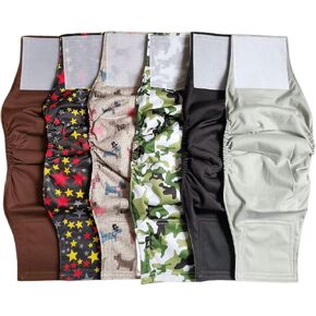 Washable Male Dog Diapers(6 Pack), Reusable Durable Male Dog Belly Bands (L-Waist 17.3~21.2inch)