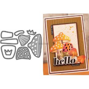 Patchwork Mushrooms Metal Cutting Dies for Card Making, Paper Embossing Die Cuts Kit Templates Supplies, Photo Frame Album DIY Scrapbooking Stencils Sets