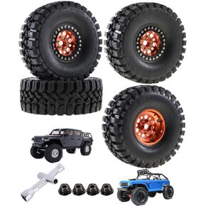 1.9 RC Wheels Rims Beadlock Rims and Crawler Tyres Produres Part for 1/10 Axial SCX10 SCX10 II 90046 SCX10 III AXI03007 TRX4 D90 RC Crawler.4PCS Silver