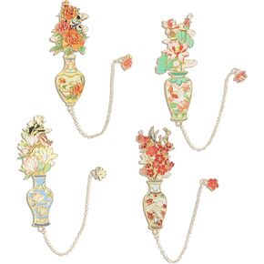 Snycler Floral Hollow Metal Bookmarks, Pack of 4PCS, Reading Bookmarks, Book Clips, Book Clasps, Exquisite and Beautiful Suitable as Gifts(Flower-2