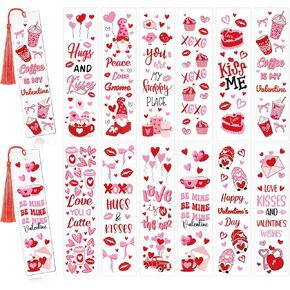 UV DTF Bookmark Wraps - 24 Sheets Acrylic Bookmark Blanks Sticker, Festival Day UV DTF Transfer Stickers, Gnome Kiss Love Design for Book Lover DIY Projects
