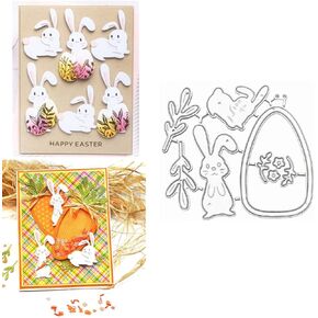 Easter Rabbit Metal Die Cuts,Animal Easter Bunny Egg Carrot Frame Cutting Dies Stencils DIY Crafts Cards Cuts for DIY Embossing Card Making Photo Decorative Paper Dies Scrapbooking