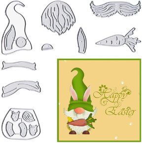 Hying Easter Gnome Dies for Card Making, Easter Dwarf Bunny Cutting Die for Scrapbooking Paper Crafting Decor DIY Photo Album Leather