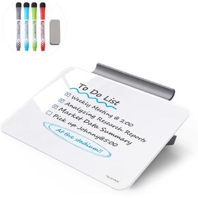 Small Desktop Glass Dry-Erase Whiteboard - 8 X 6 Inches Tabletop Easel Whiteboard with Stand, Desk Board Buddy for Artist, Teacher and Student