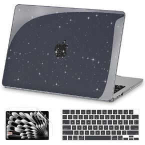 AKIT متوافق مع MacBook Air 13 بوصة CASE GLITTER 2025 2024-2022 M3 A3113 M2 A2681 ، فريدة من نوعها حافظة الكمبيوتر المحمول الصلبة الصلبة + الشاشة + غطاء لوحة المفاتيح للهواء MAC 13.6 بوصة ، وردي ساخن سباركلي.