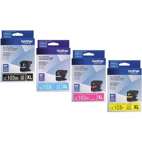 Brother Printer LC103 High Yield Ink Cartridge, Black-Cyan-Magenta-Yellow