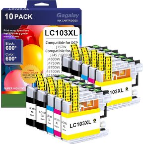 10 Pack LC103XL LC101XL Ink Cartridge Compatible for Brother LC103 LC101 XL Ink Work for Brother MFC-J870DW MFC-J6920DW MFC-J6520DW MFC-J475DW MFC-J875DW Printer (4 Black,2 Cyan,2 Magenta,2 Yellow)