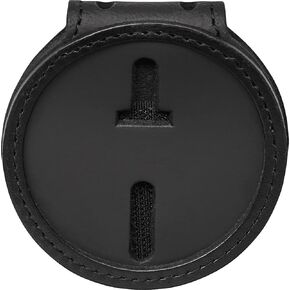 Perfect Fit Round Police Badge Holder 2.5 Inches Round Belt Clip Neck Chain Badge Holder Law Enforcement Black Leather (Cutout 708)