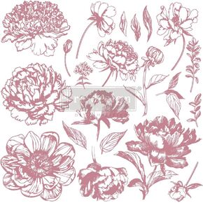Redesign Decor Clear-Cling Stamps - Linear Floral for Wall Paint Wall Art Furniture Decorative nightstand Bed Side Stand Large Vanity Table Set Makeup Vanity Dressing Table Computer Desk