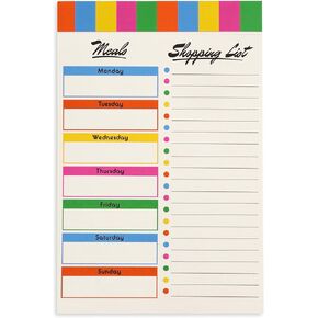 ban.do Weekly Meal Planner with Shopping List, 52 Page Wellness Food Journal, Magnetic Grocery List Notepad for Food Prep, Colorblock