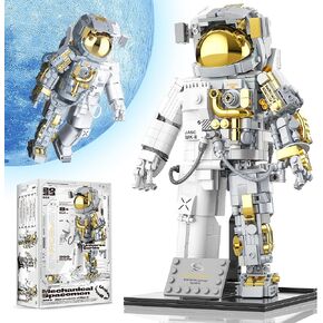 Space Astronaut Building Block for Boy 12+, Astronaut Building Block Set Flexible Space Explorer Toy with Display Stand, Cool Spaceman Building Set for Adults, 966Pcs