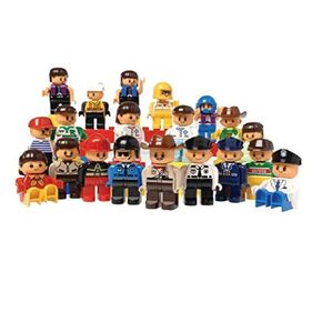 Constructive Playthings 20 pc. Posable People for Preschool-Sized Building Bricks