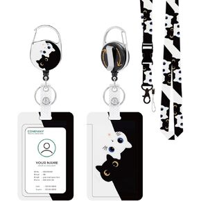 ID Badge Holder with Lanyard, Detachable Lanyard and Retractable Badge Reel Clip, Vertical ID Protector Bage Clips for Man Woman Nurses Students Teachers Office Workers - Strawberry