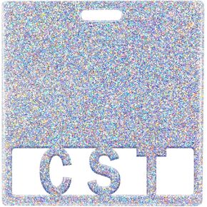 Plifal CST Badge Buddy Card Holder - Certified Surgical Technologist Glitter Sliver Nurse Nursing Accessories Horizontal ID Name Identification Tags for Hospital Medical Student Work