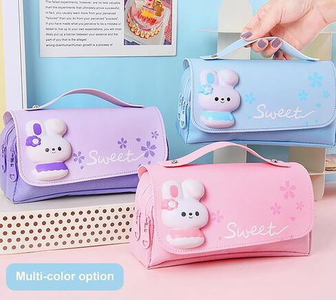 MCWTH Pencil Case for Girls, Kids Large Capacity Cute Pencil Box with Compartments School Organizer Pen Pouch (Sakura Purple) in Kuwait