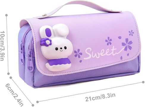 MCWTH Pencil Case for Girls, Kids Large Capacity Cute Pencil Box with Compartments School Organizer Pen Pouch (Sakura Purple) in Kuwait