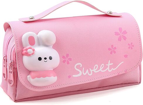 MCWTH Pencil Case for Girls, Kids Large Capacity Cute Pencil Box with Compartments School Organizer Pen Pouch (Sakura Purple) in Kuwait