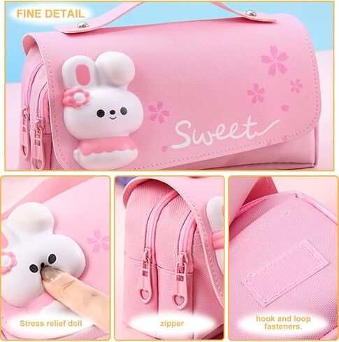 MCWTH Pencil Case for Girls, Kids Large Capacity Cute Pencil Box with Compartments School Organizer Pen Pouch (Sakura Purple) in Kuwait