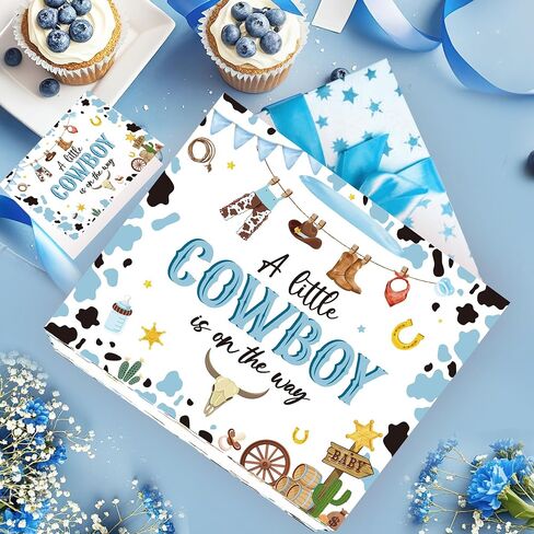 EoBeCy My First Rodeo Birthday Gift Bags, Western Cowboy 1st Birthday Gift Bag with Tissue Paper and Greeting Card, Baby Boy Wrapping Paper for 1 Year Old Birthday Party Supplies in Kuwait