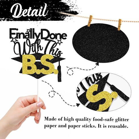وأخيراً تم ذلك باستخدام B.S Cake Topper ، درجة البكالوريوس ، مستلزمات حفلات التخرج الكلية. in Kuwait
